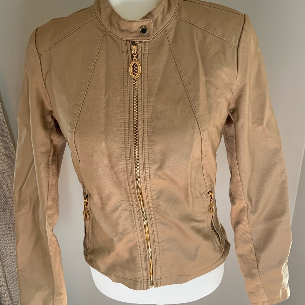Tan leather jacket xs